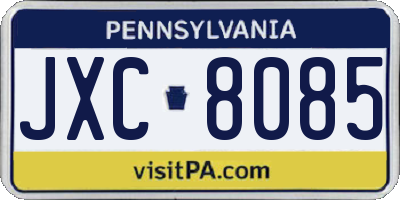 PA license plate JXC8085