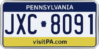 PA license plate JXC8091