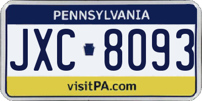 PA license plate JXC8093