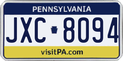 PA license plate JXC8094