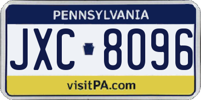 PA license plate JXC8096