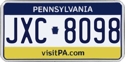 PA license plate JXC8098
