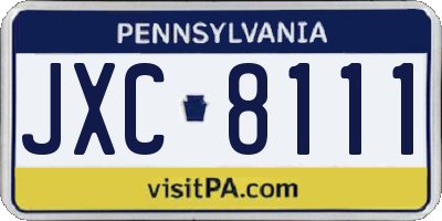 PA license plate JXC8111