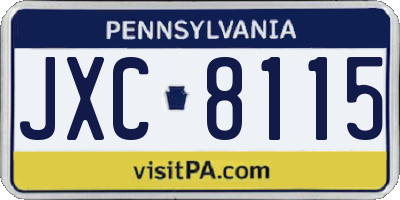 PA license plate JXC8115