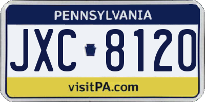 PA license plate JXC8120