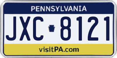 PA license plate JXC8121