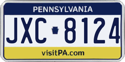PA license plate JXC8124