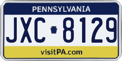 PA license plate JXC8129