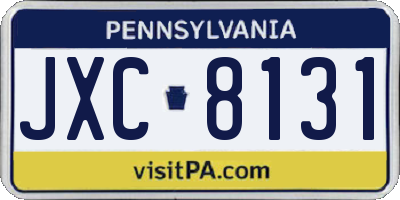 PA license plate JXC8131