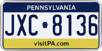 PA license plate JXC8136
