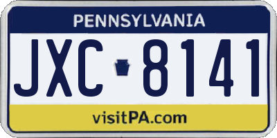 PA license plate JXC8141