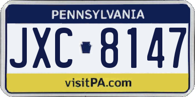 PA license plate JXC8147