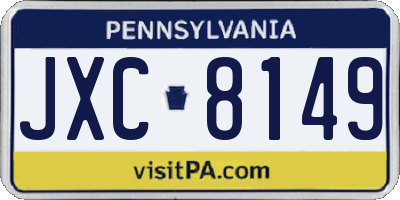 PA license plate JXC8149
