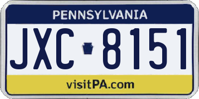 PA license plate JXC8151