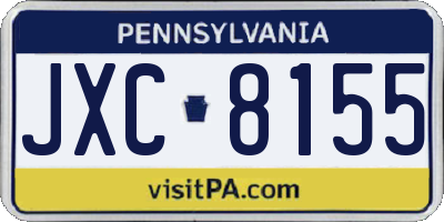 PA license plate JXC8155