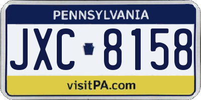 PA license plate JXC8158