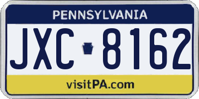PA license plate JXC8162