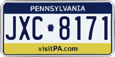 PA license plate JXC8171