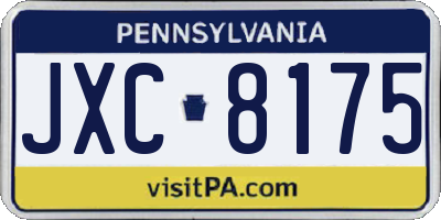 PA license plate JXC8175
