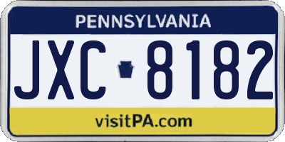PA license plate JXC8182