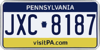 PA license plate JXC8187