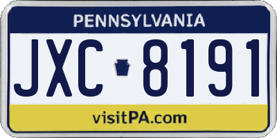 PA license plate JXC8191