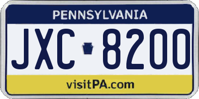 PA license plate JXC8200
