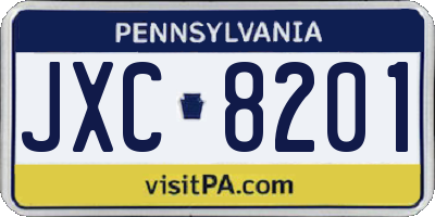 PA license plate JXC8201