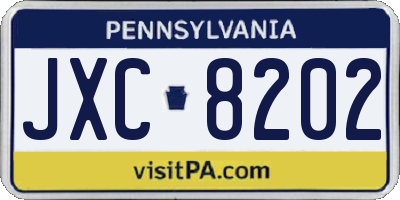 PA license plate JXC8202