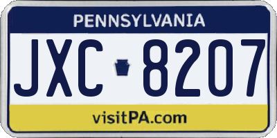 PA license plate JXC8207