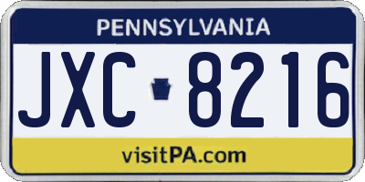 PA license plate JXC8216