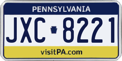 PA license plate JXC8221