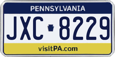 PA license plate JXC8229