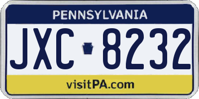 PA license plate JXC8232