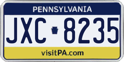PA license plate JXC8235