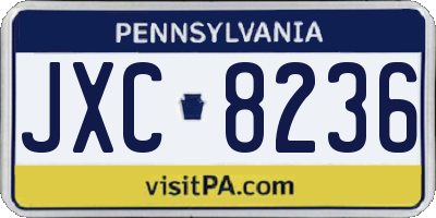 PA license plate JXC8236