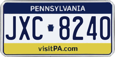 PA license plate JXC8240