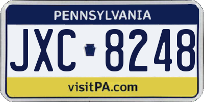 PA license plate JXC8248