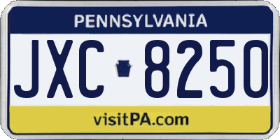 PA license plate JXC8250