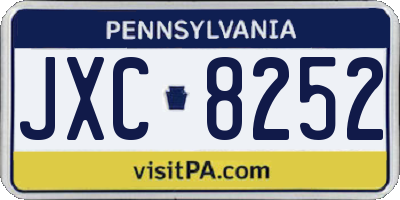PA license plate JXC8252