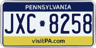 PA license plate JXC8258