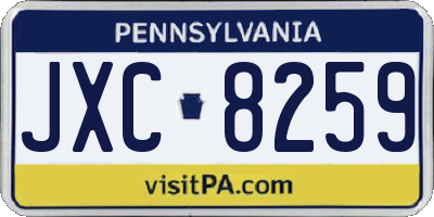 PA license plate JXC8259