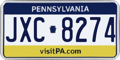 PA license plate JXC8274