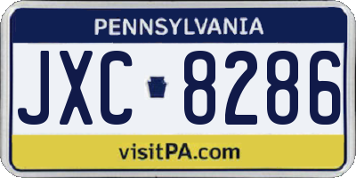 PA license plate JXC8286