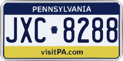 PA license plate JXC8288