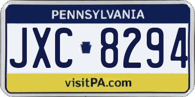PA license plate JXC8294
