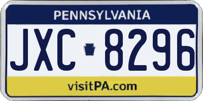 PA license plate JXC8296