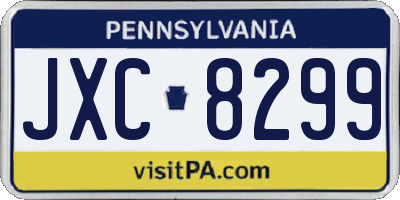 PA license plate JXC8299