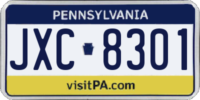 PA license plate JXC8301
