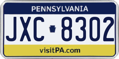 PA license plate JXC8302
